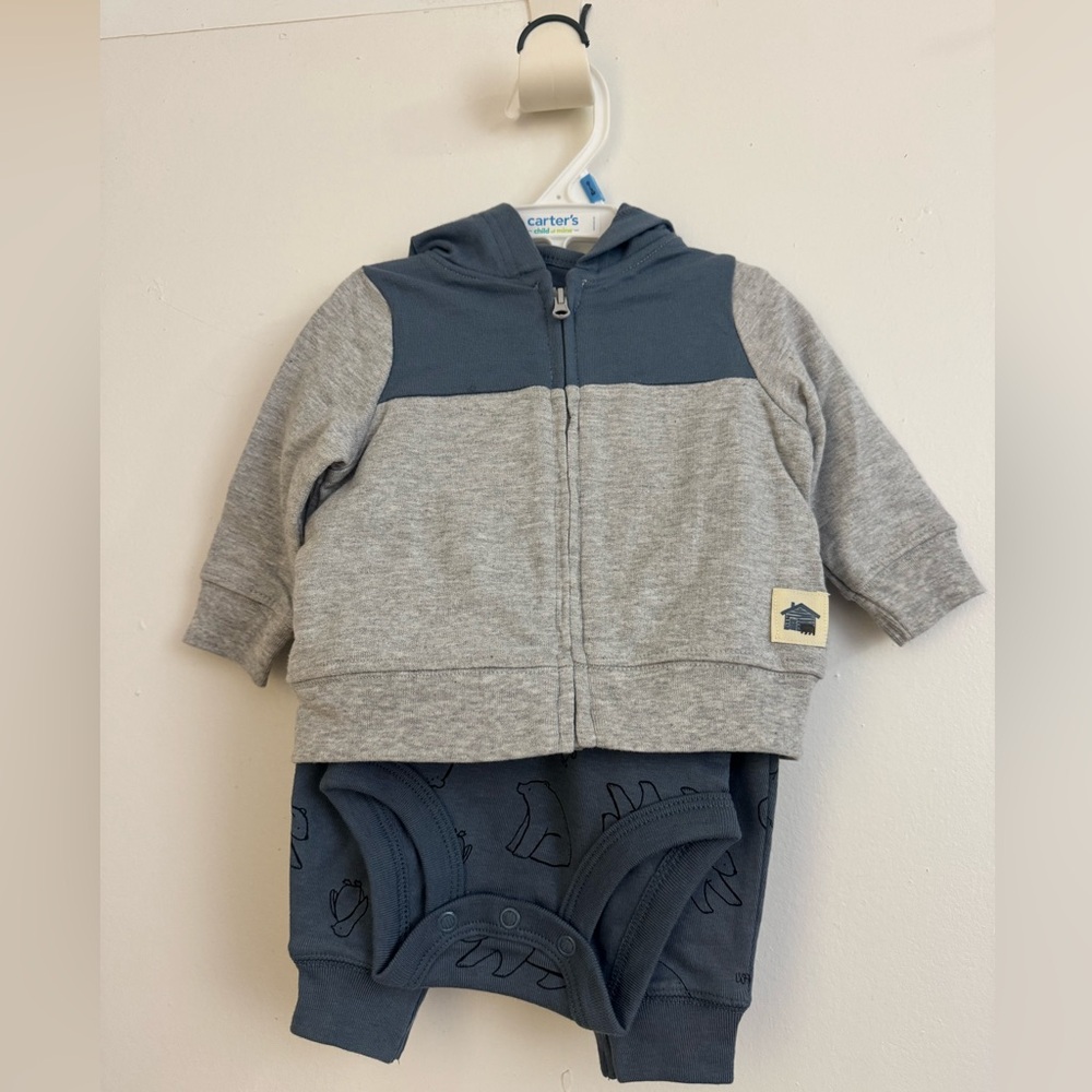 Carter's Gray and Navy Baby Hoodie Set